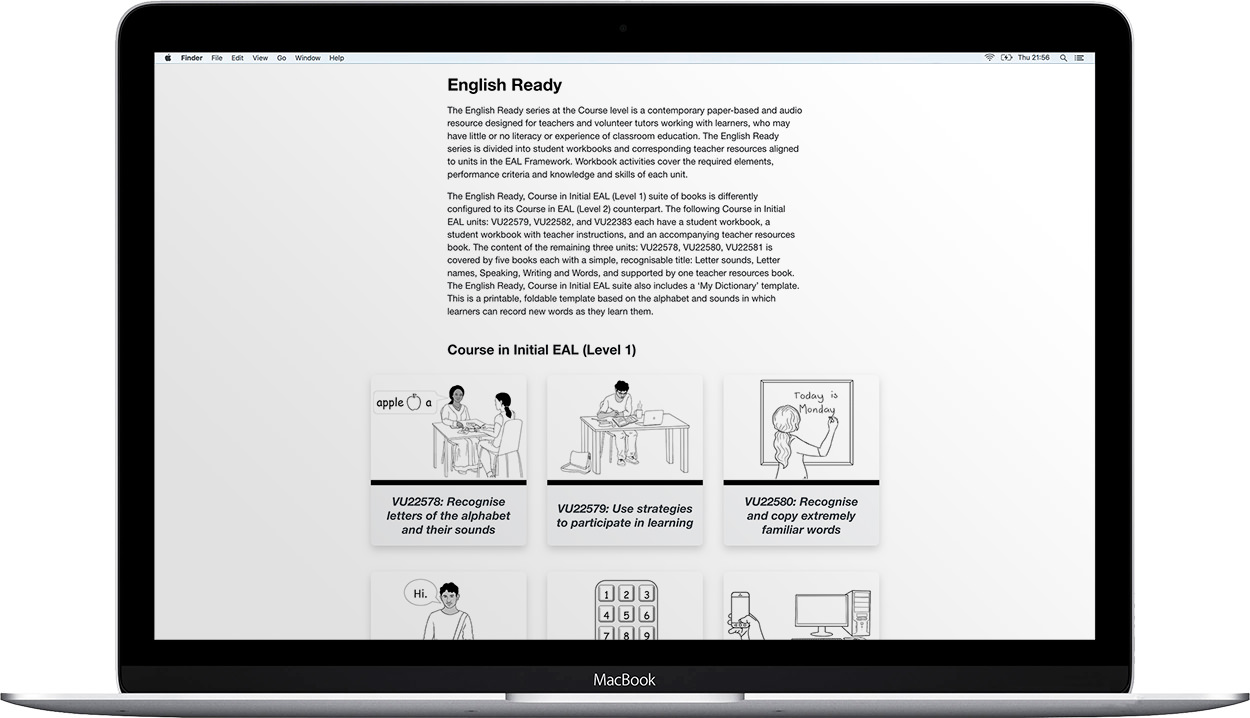 English Ready in a web browser on a Macbook